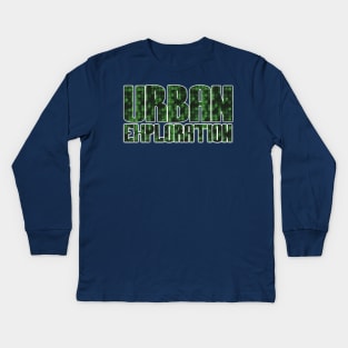 Urban Exploration- green Kids Long Sleeve T-Shirt